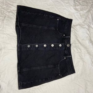 Black Button Up Denim Skirt